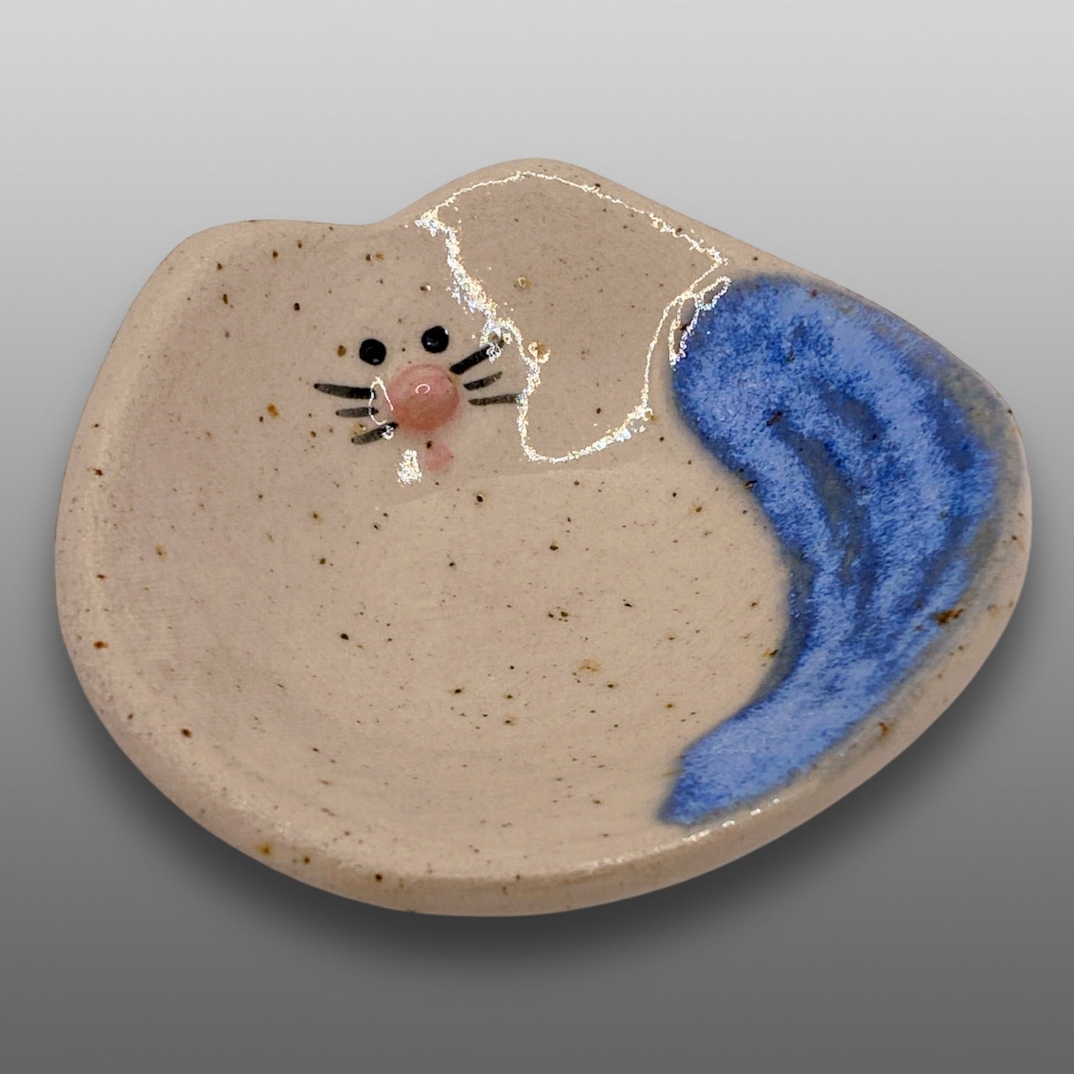 Mini coupelle chat émaillée touche bleue