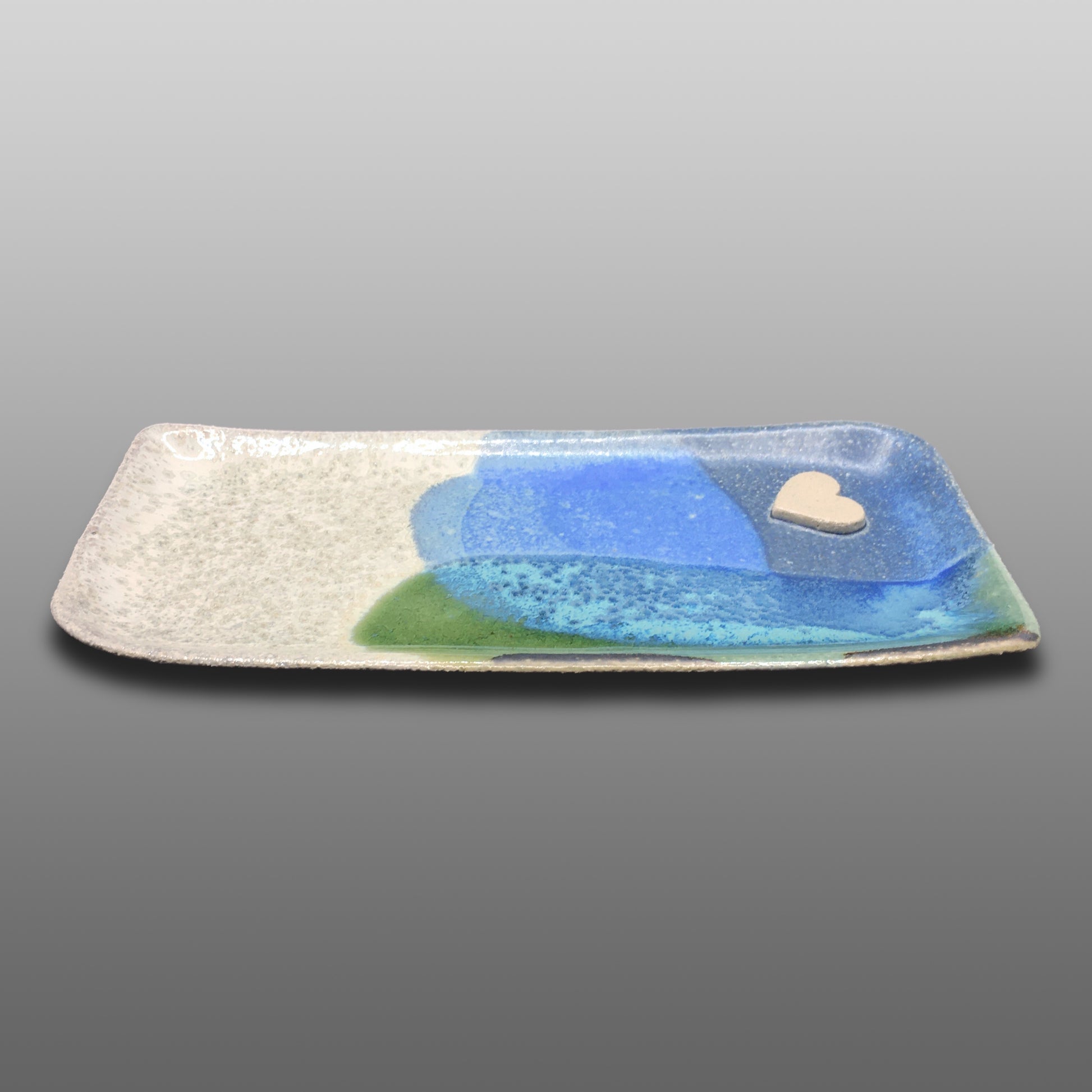 Plat rectangulaire émaillé coeur