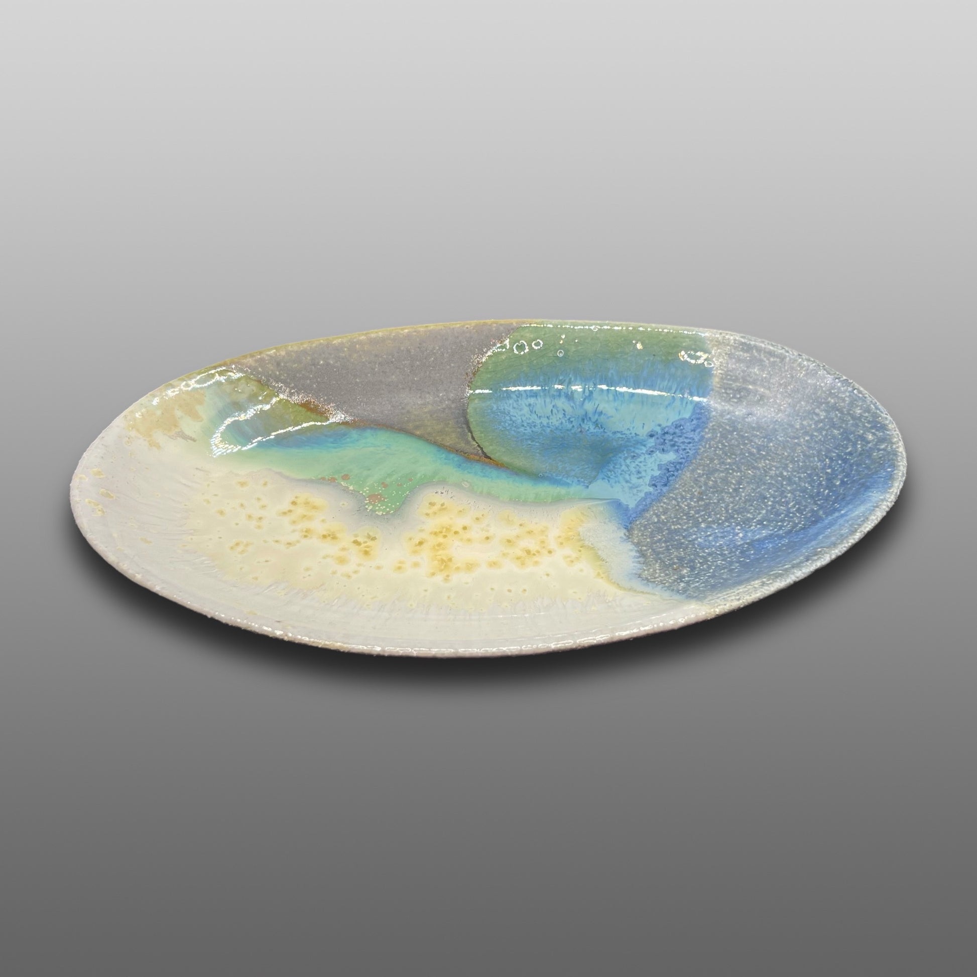 Plat ovale émaillé océan