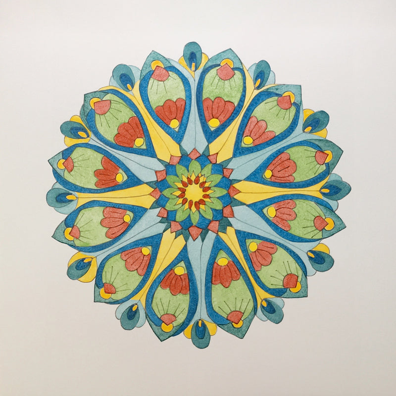 Carreau décoratif de faïence Mandala peint à la main