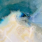 Grande coupelle grès écru émaillée nacré turquoise