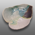 Grande coupe feuille turquoise gris bronze