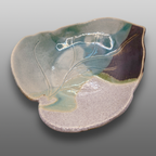 Grande coupe feuille turquoise gris bronze