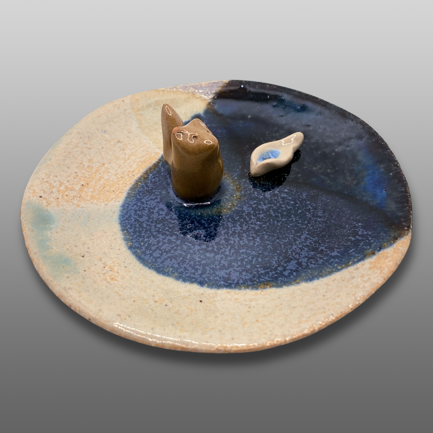 Coupelle renard émaillée bleu turquoise