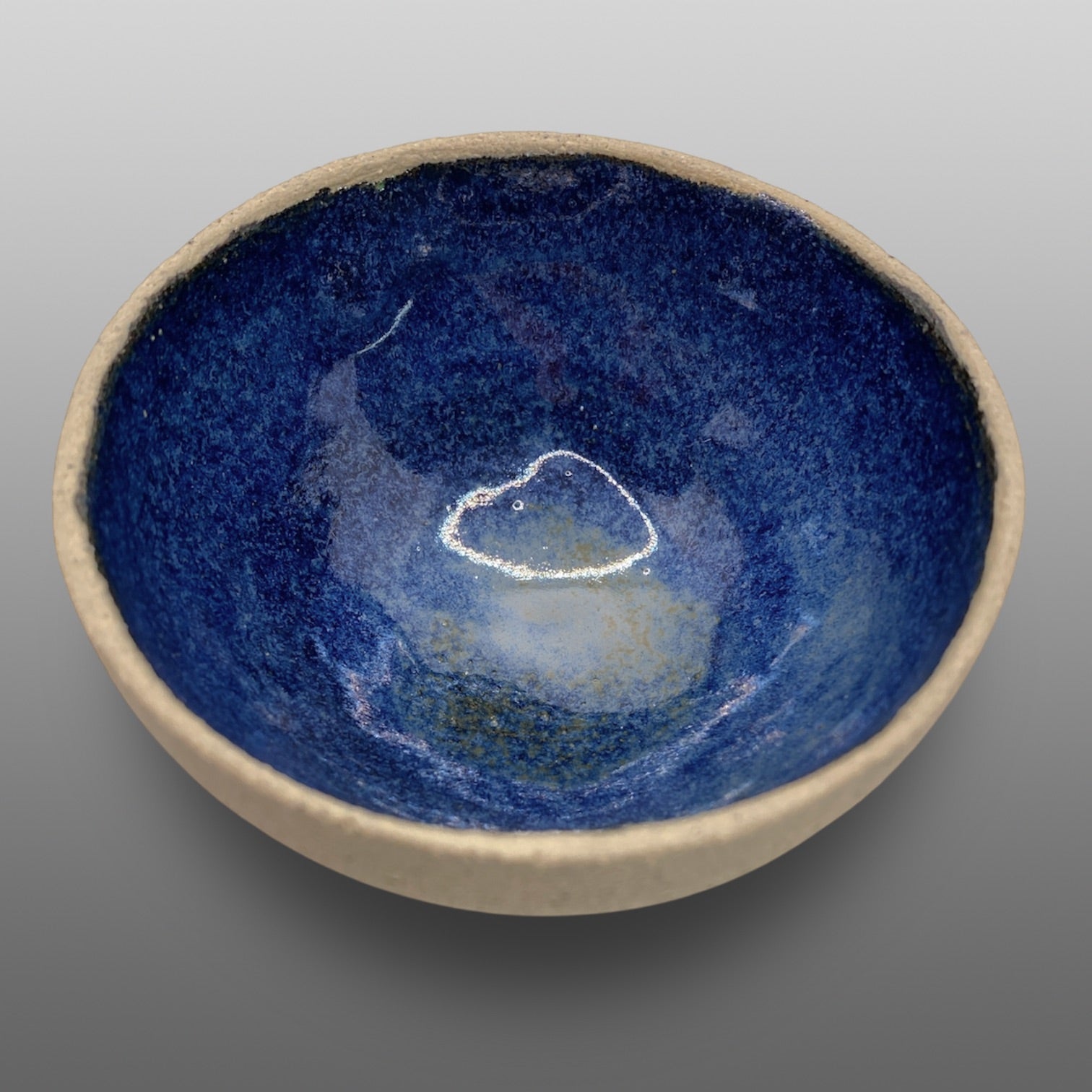 Coupelle bol grès écru émaillée bleu sidéral