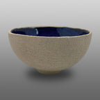 Coupelle bol grès écru émaillée bleu sidéral