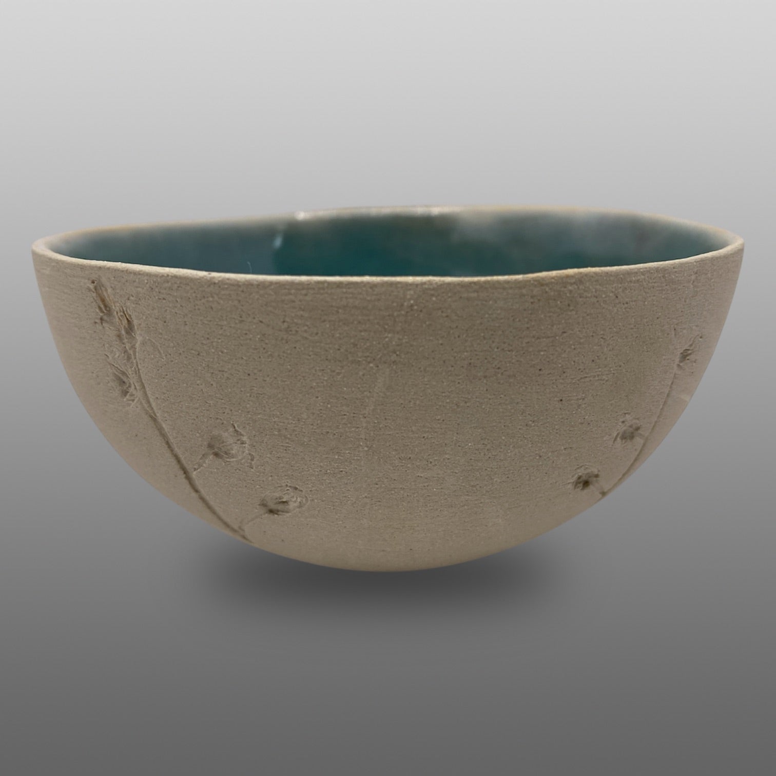 Coupelle grès écru émaillée turquoise
