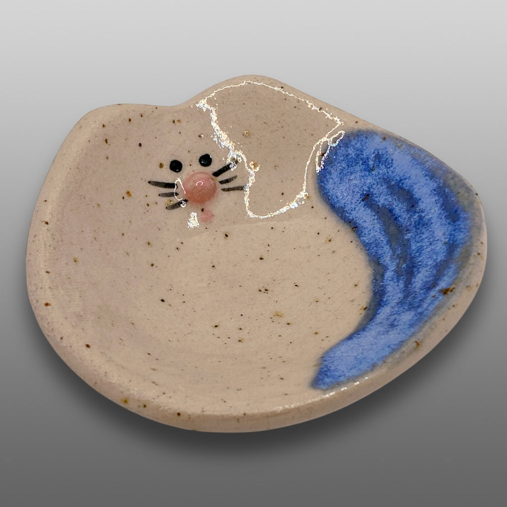 Mini coupelle chat émaillée touche bleue