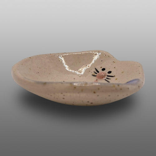 Mini coupelle chat émaillée touche bleue