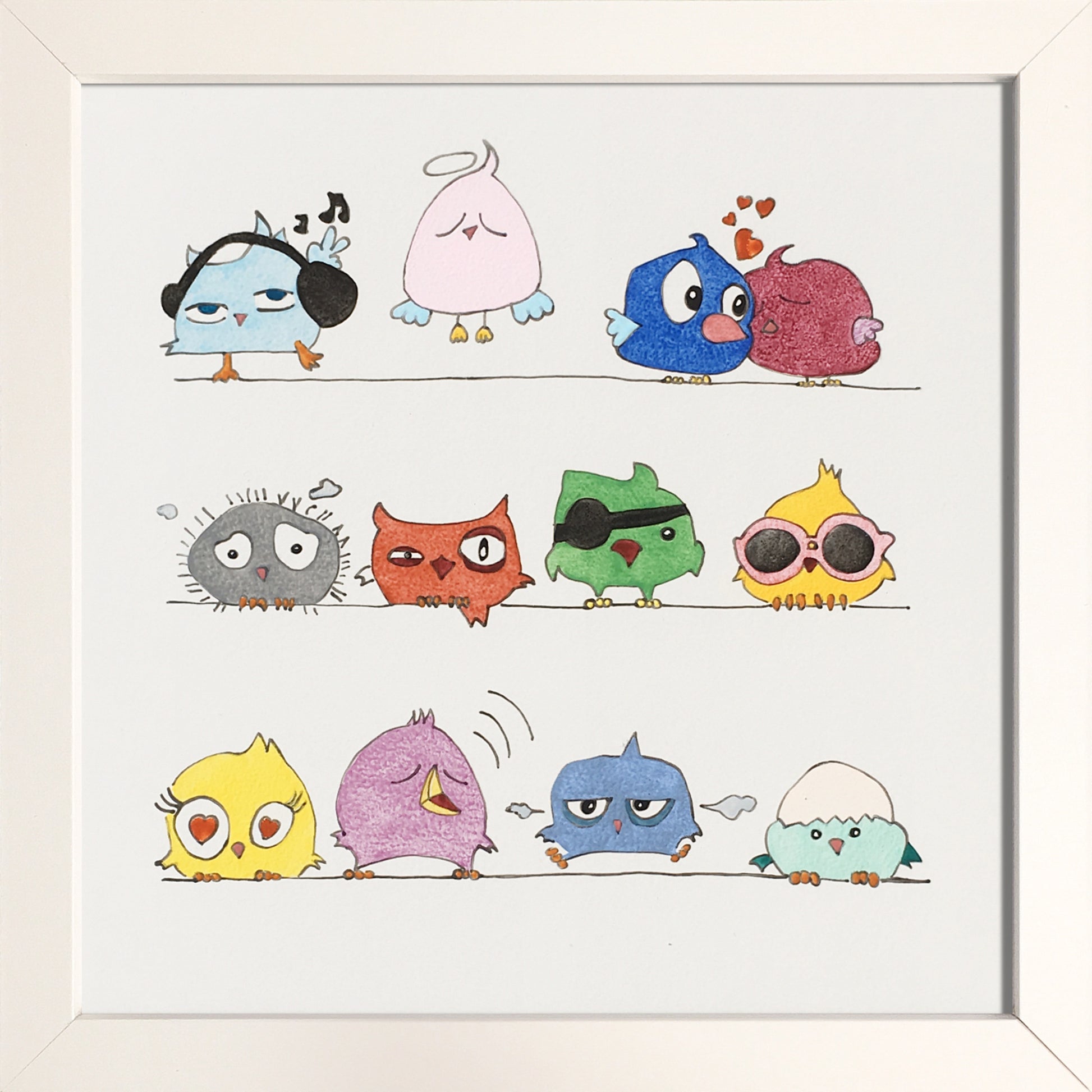 Bande d'oiseaux rigolos