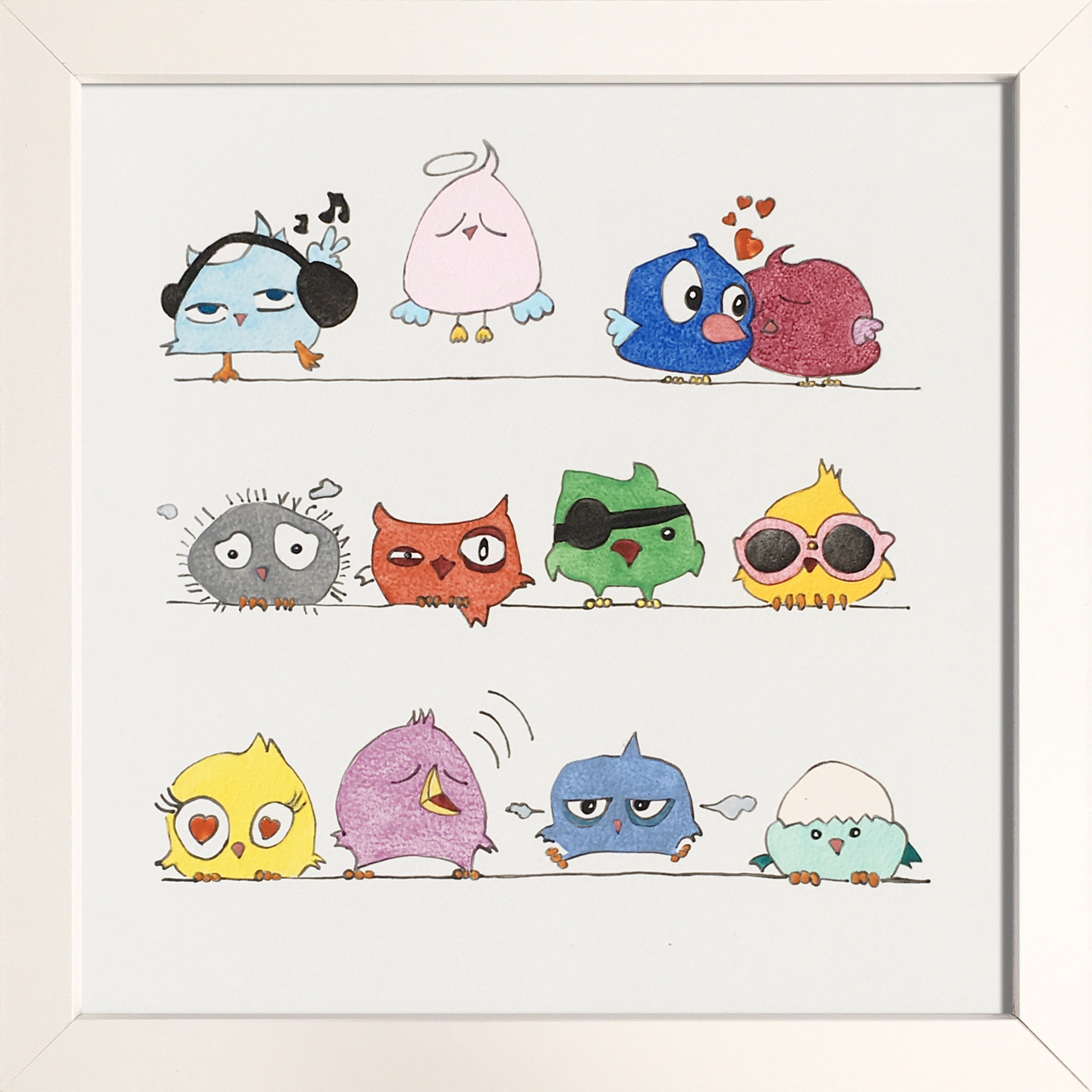 Bande d'oiseaux rigolos