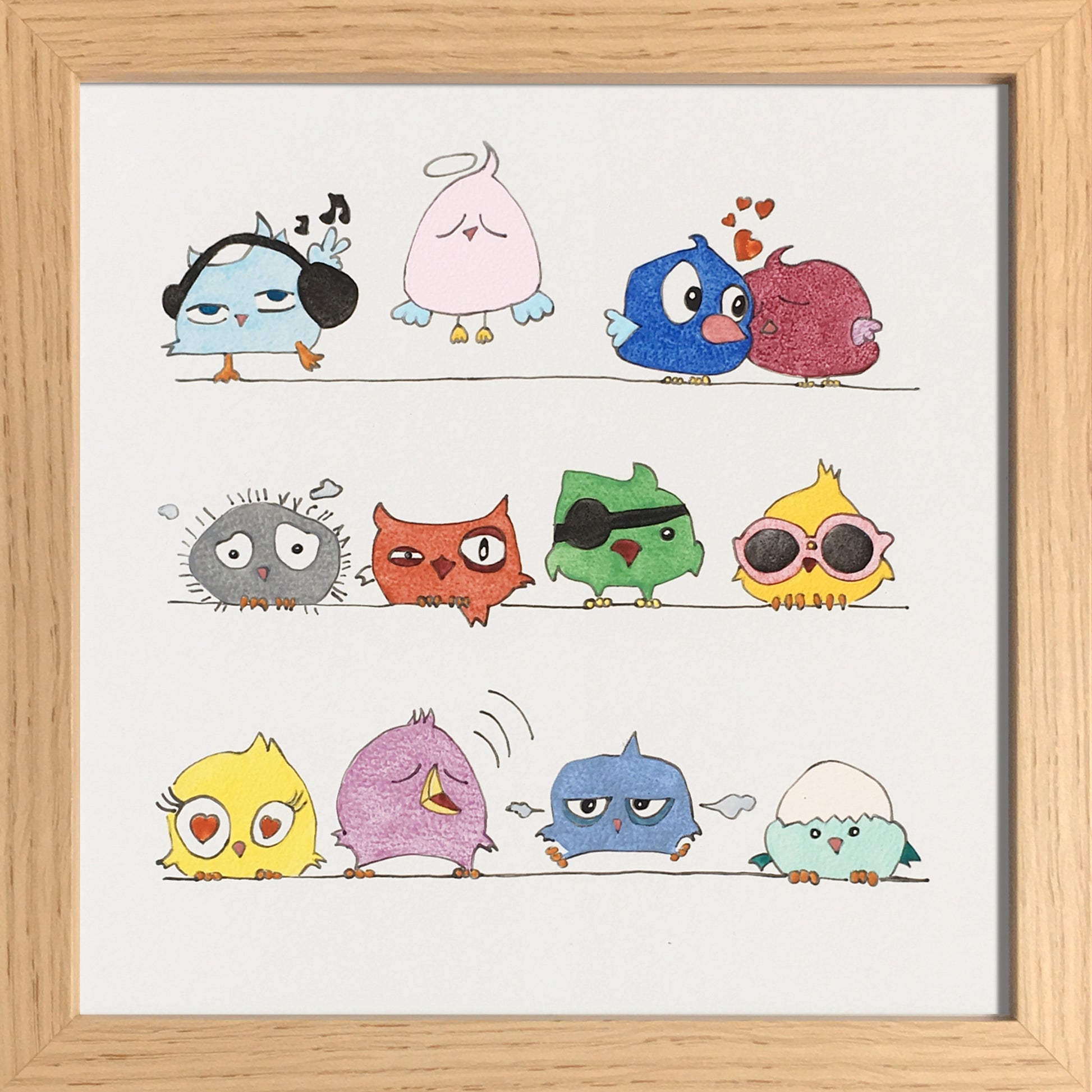 Bande d'oiseaux rigolos