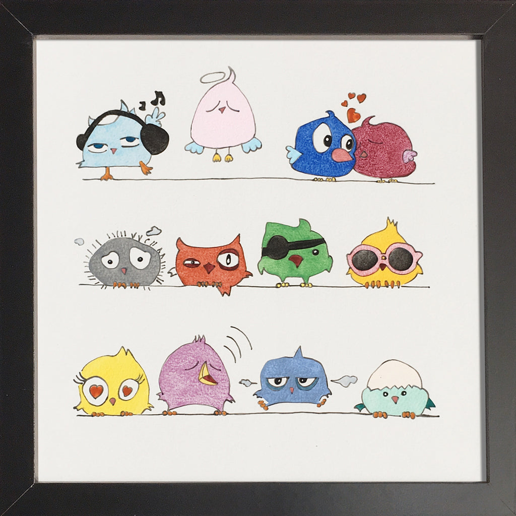 Bande d'oiseaux rigolos