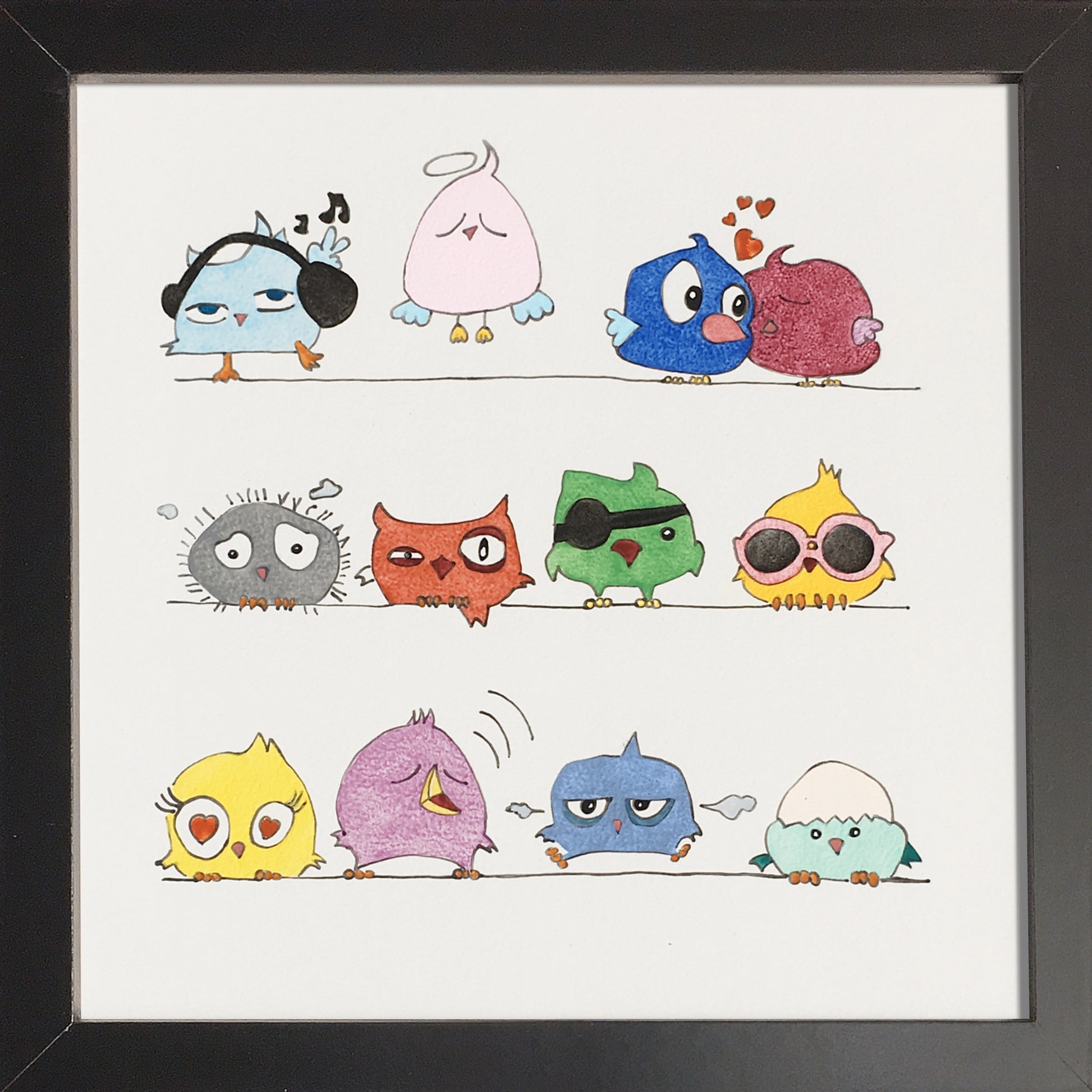 Bande d'oiseaux rigolos