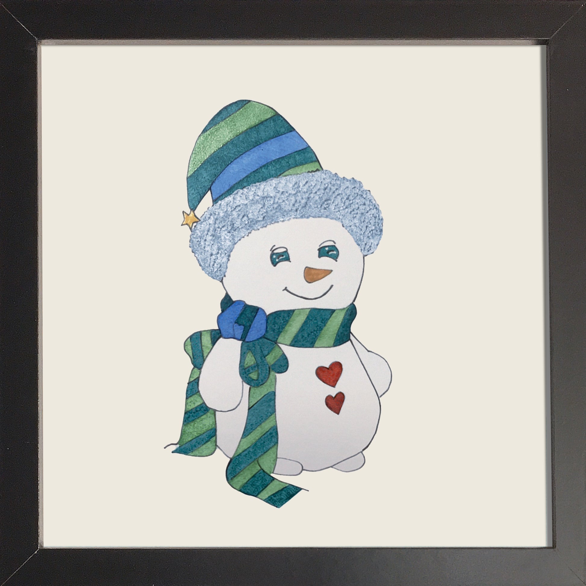 Bonhomme de neige avec bonnet et écharpe