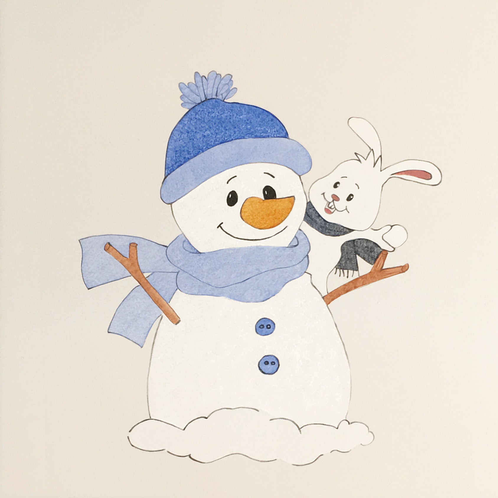 Bonhomme de neige avec lapin