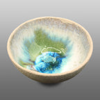 Coupelle écrue émaillée fondu bleu vert