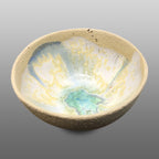 Coupelle écrue émaillée blanc et vert