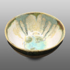 Coupelle écrue émaillée blanc et gris vert