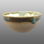 Coupelle écrue émaillée blanc et gris vert