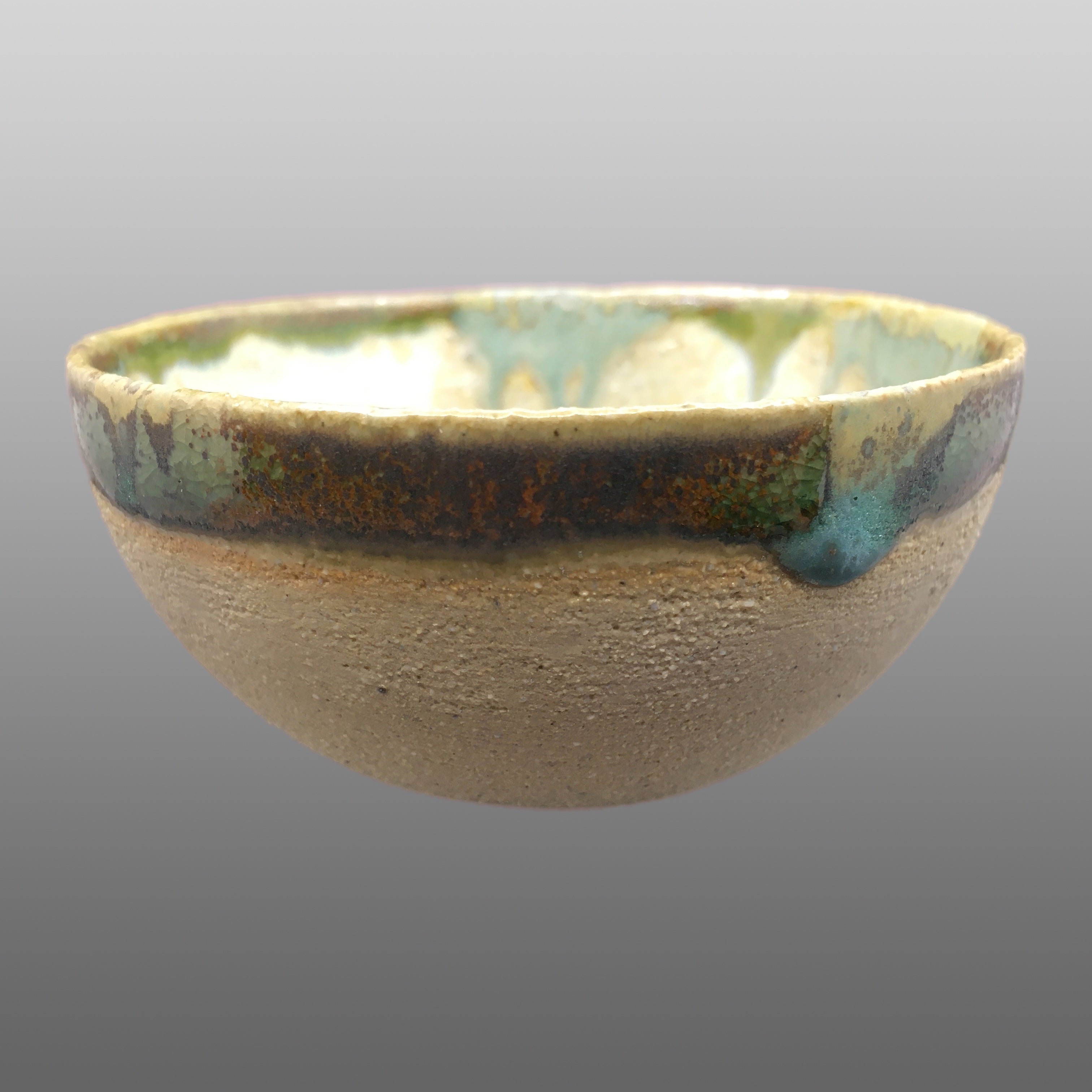 Coupelle écrue émaillée blanc et gris vert