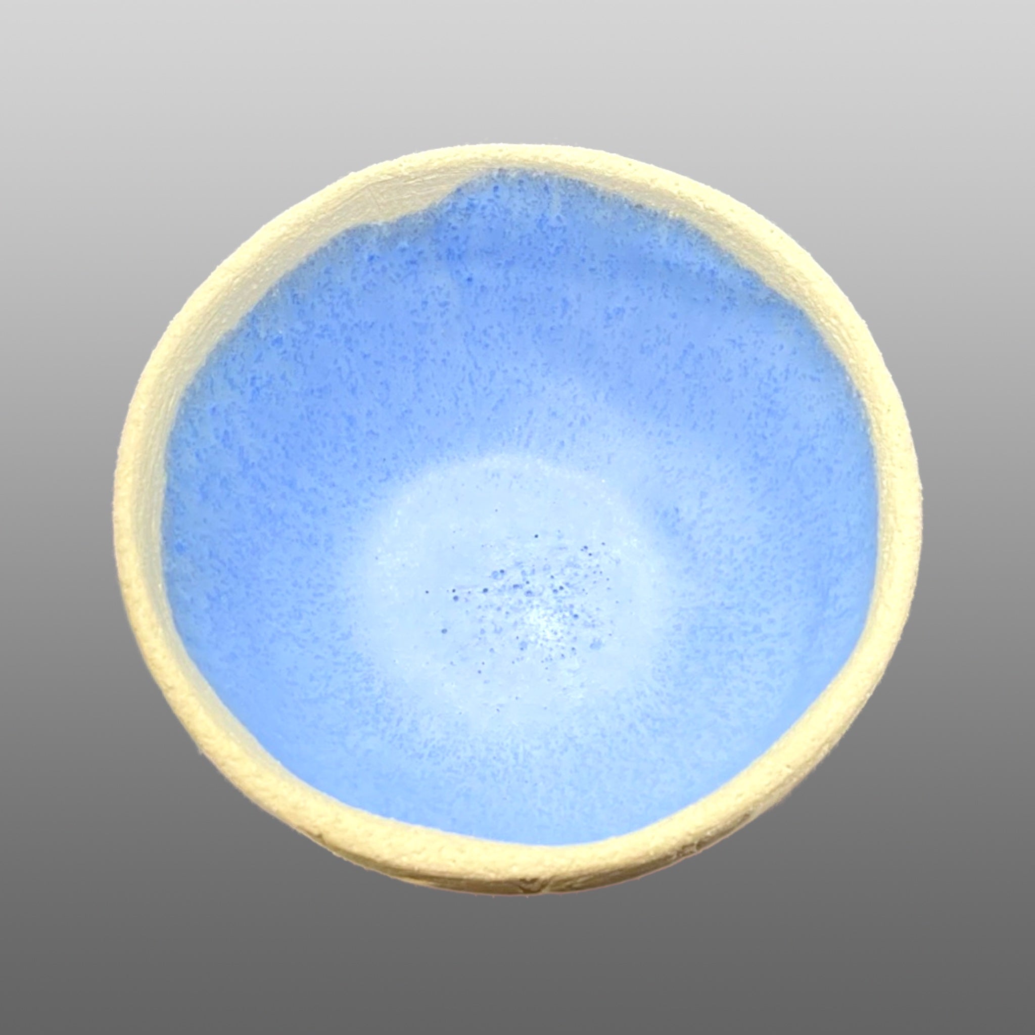 Coupelle écrue émaillée bleu mat