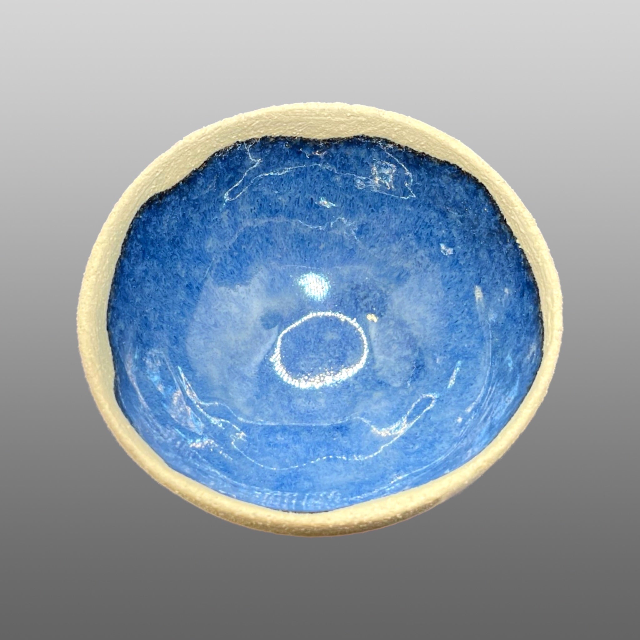 Coupelle écrue émaillée bleu nuit brillant