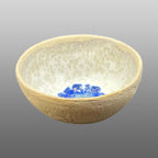 Coupelle écrue émaillée blanc fondu bleu