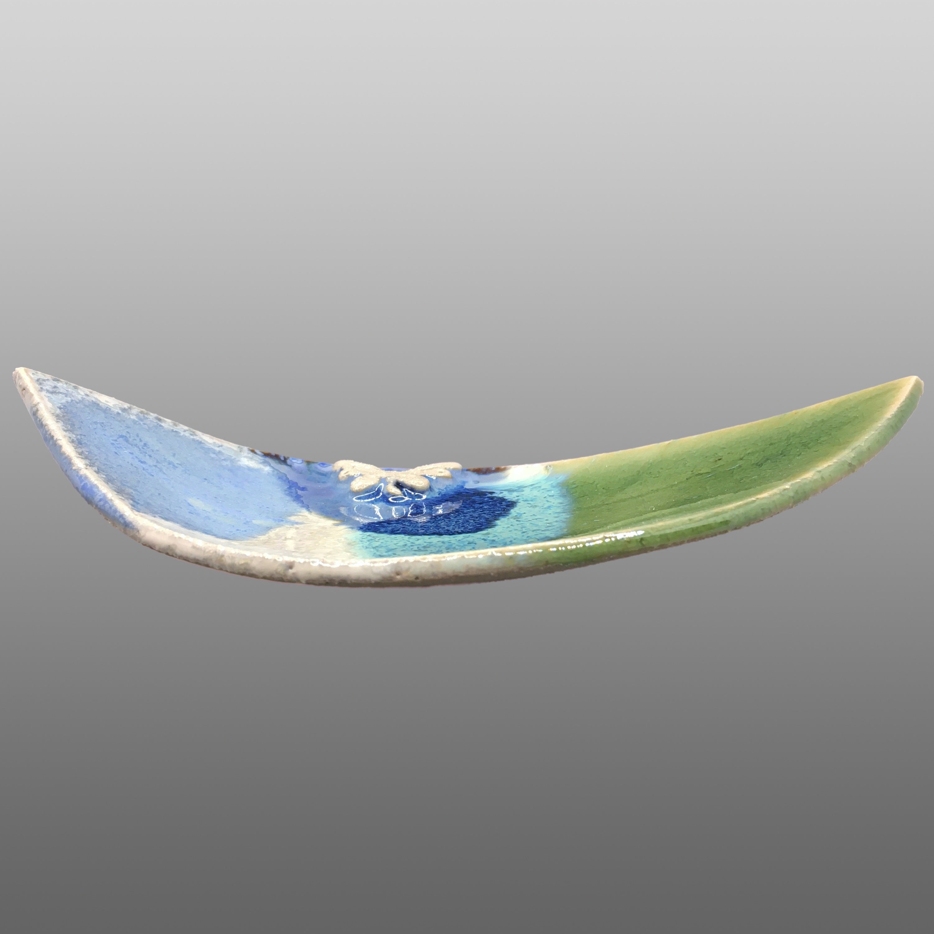 Coupelle feuille émaillée libellule.