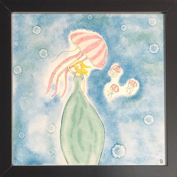 Demoiselle de la mer accompagnée de ses méduses irisées