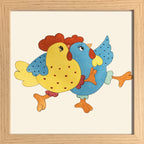 Poule jaune et poule bleue rigolotes