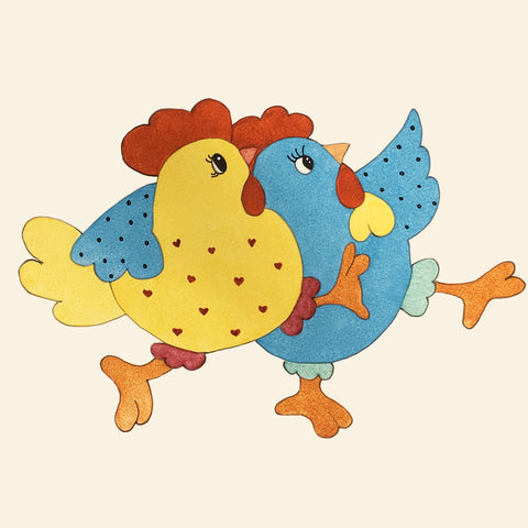Poule jaune et poule bleue rigolotes