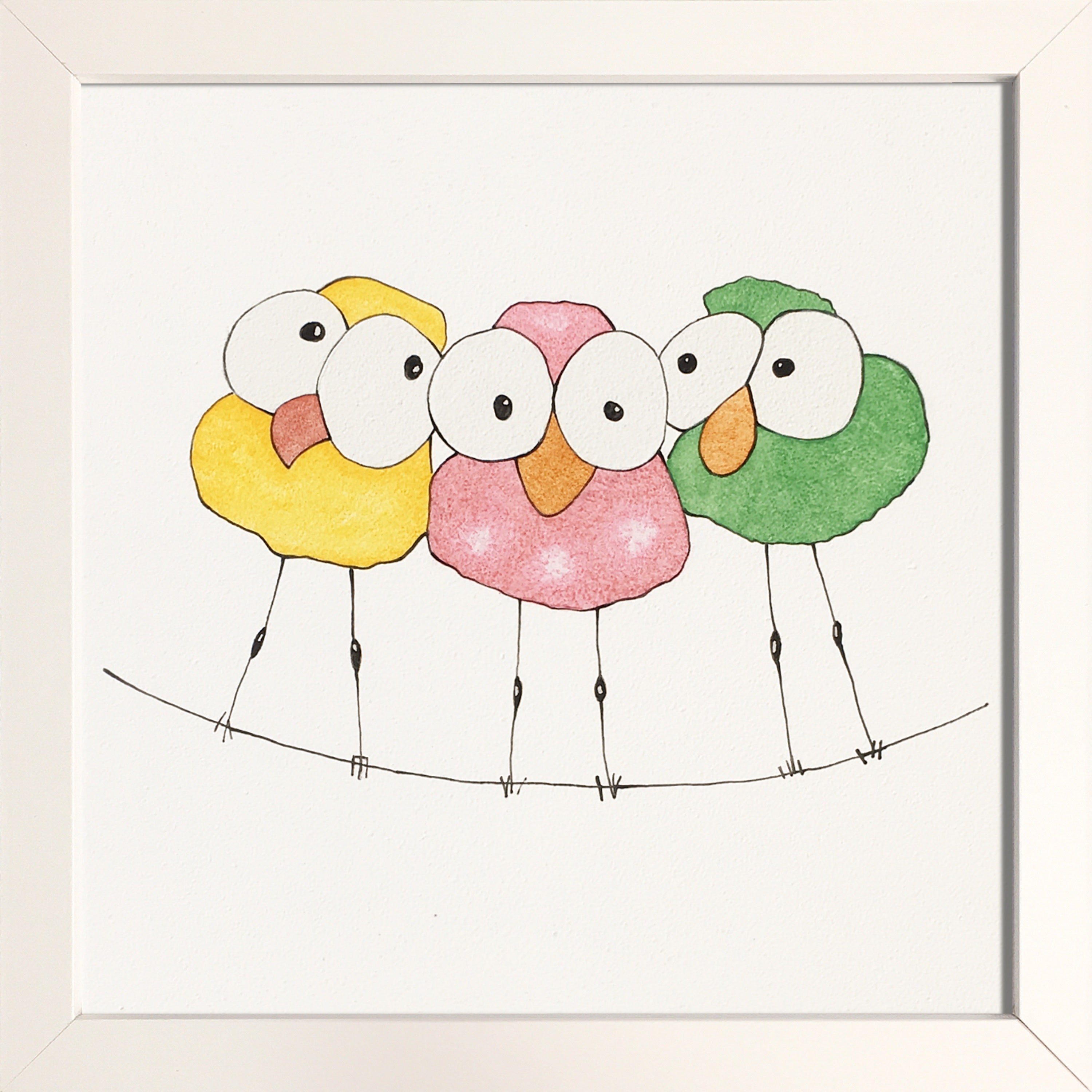 Trio d’oiseaux sur un fil