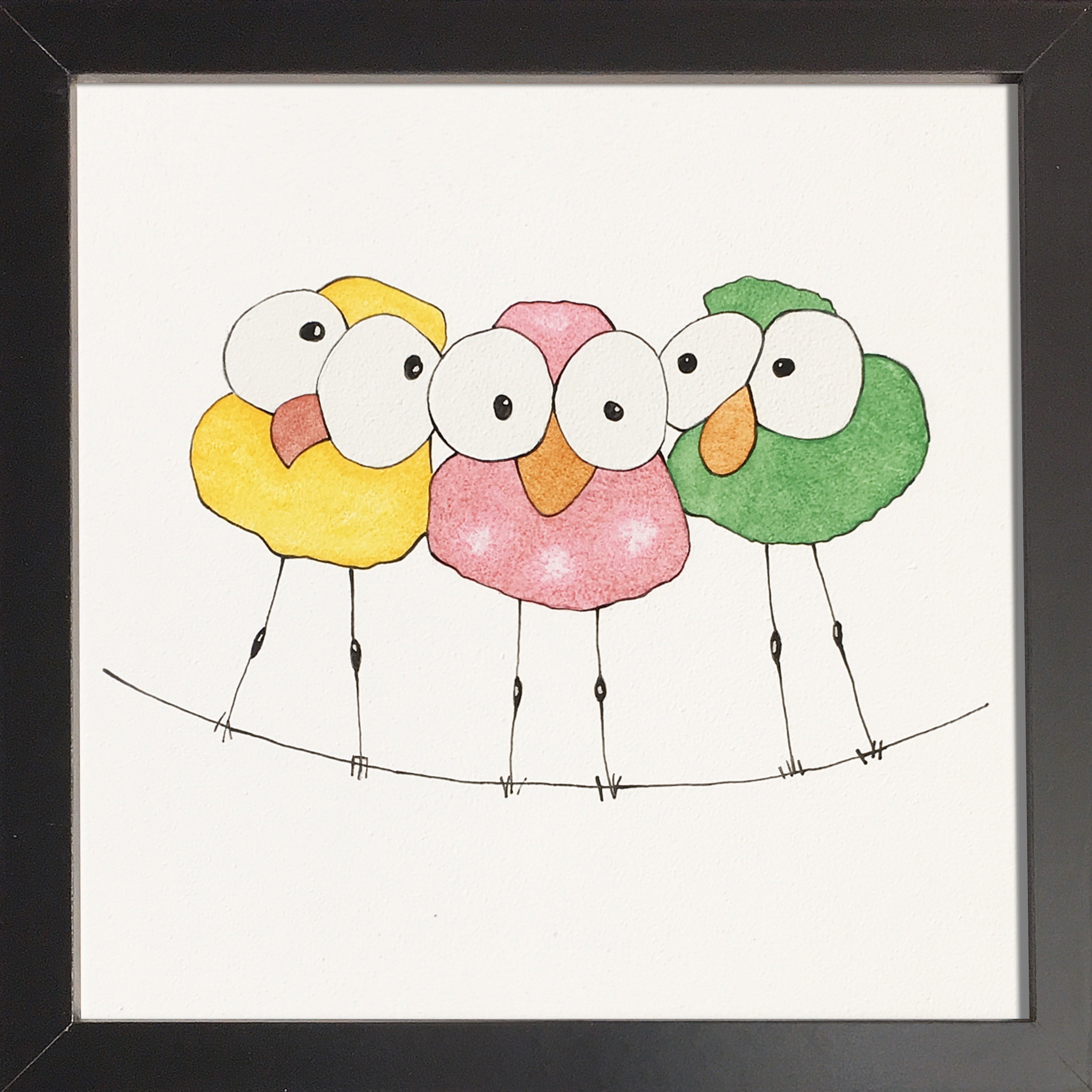 Trio d’oiseaux sur un fil