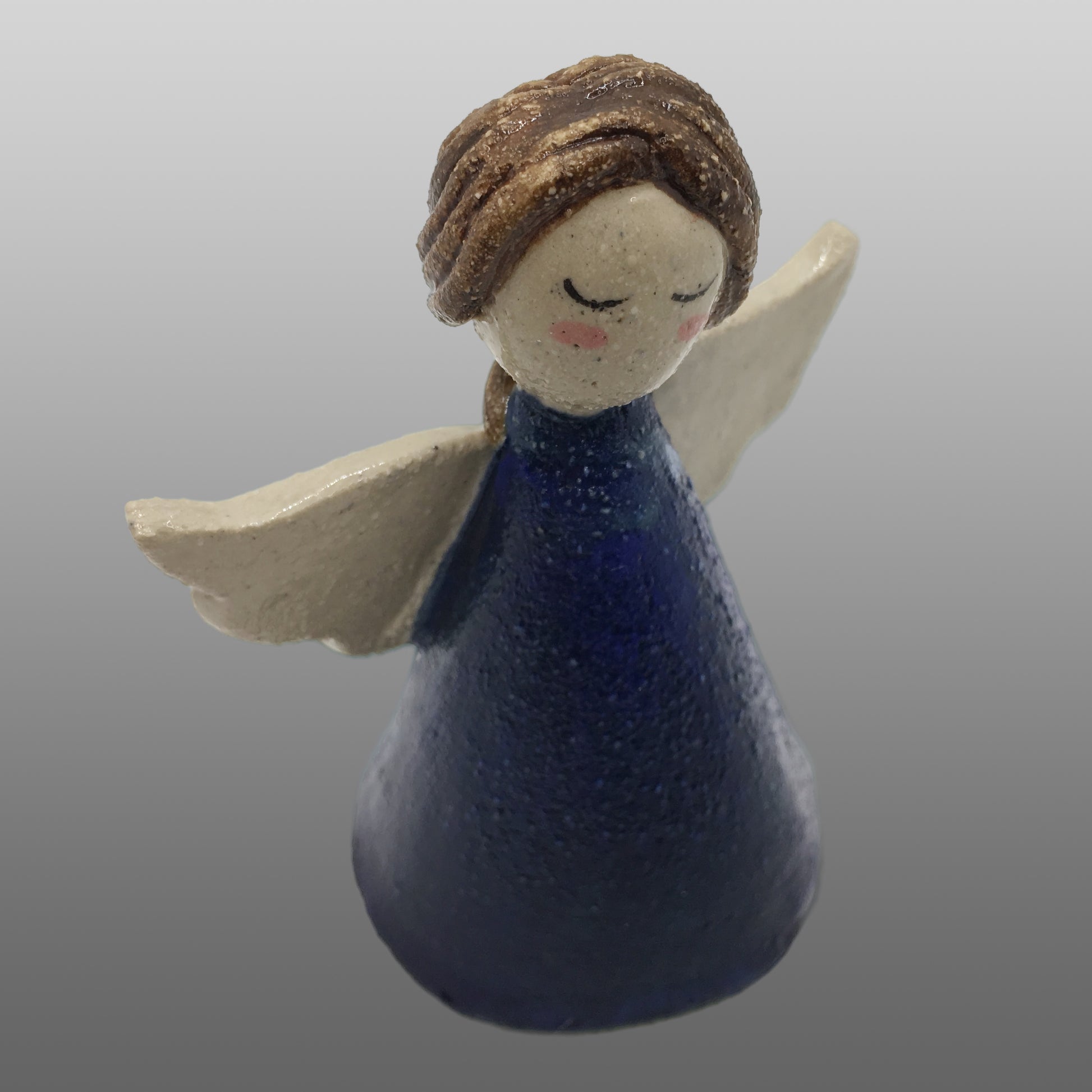 Ange fée cheveux bruns robe bleu fonc