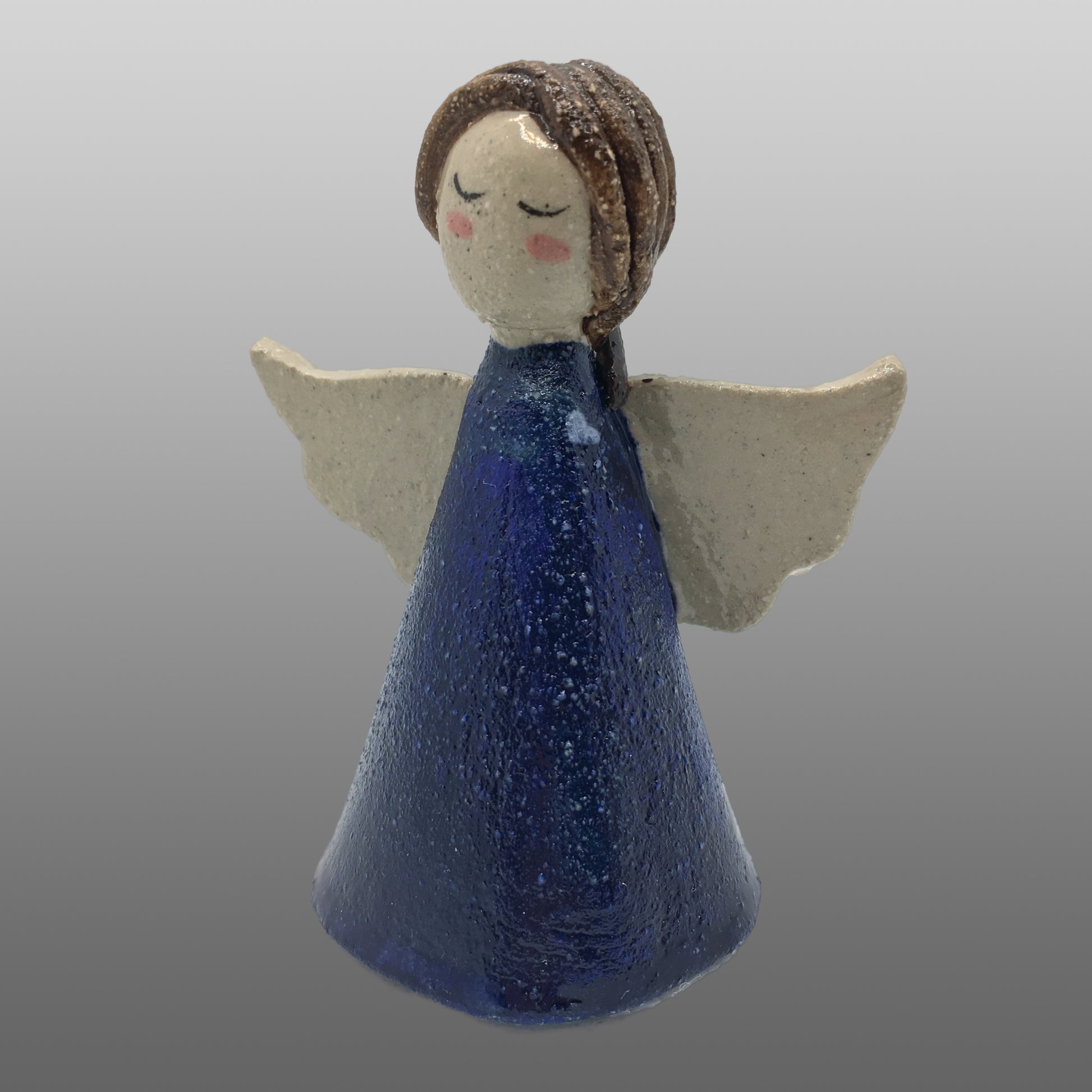 Ange fée cheveux bruns robe bleu fonc
