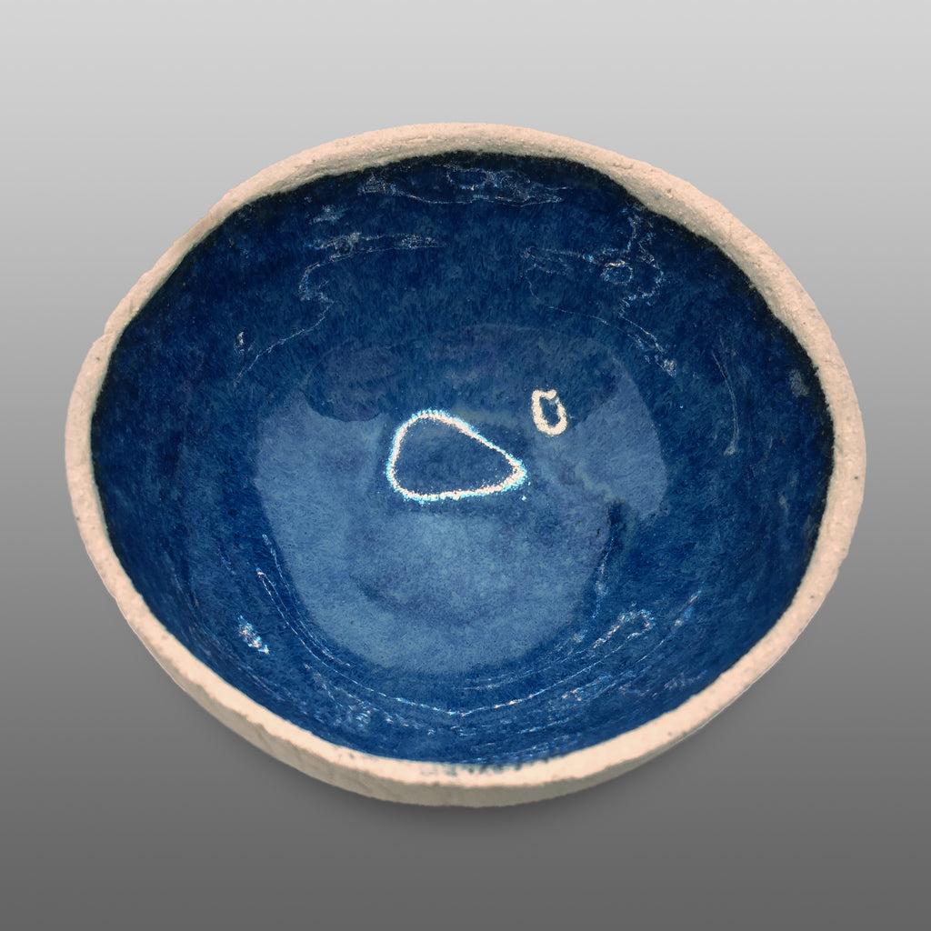 Coupelle écrue émaillée bleu sidéral