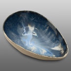 Coupelle forme avocat écrue émaillée bleu blanc fondus